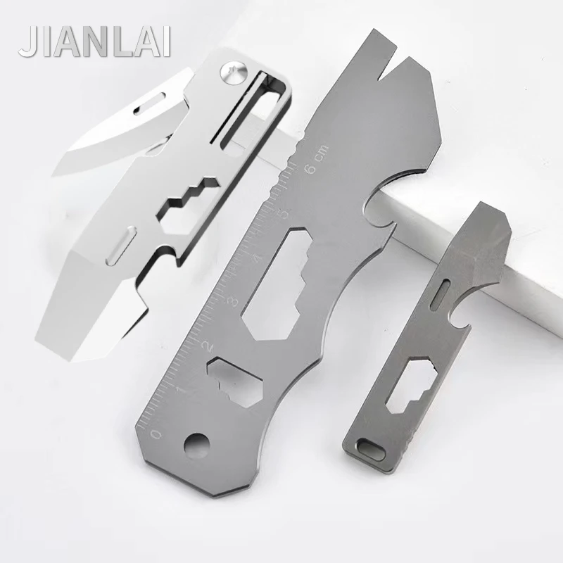 

NEW Titanium alloy mini multifunctional folding pry bar key screwdriver pendant wrench bottle opener express EDC tool