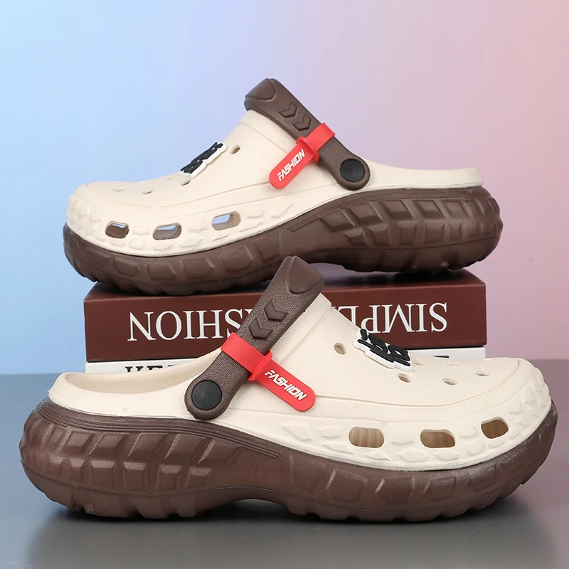 

2025 Summer New Men's EVA Sandals Non-slip Wear-resistant Thick Sole Comfortable Outdoor Beach Fashion with Hole Slippers