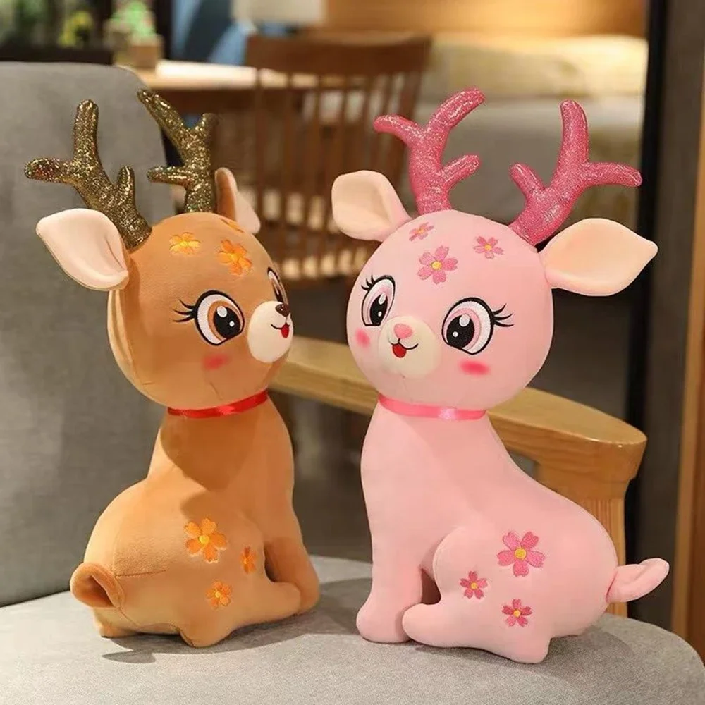 33CM Babbo Natale Alce Peluche Cervo Sika Kawaii Decorazione della camera da letto Regali festivi per i regali di Natale di compleanno dei bambini