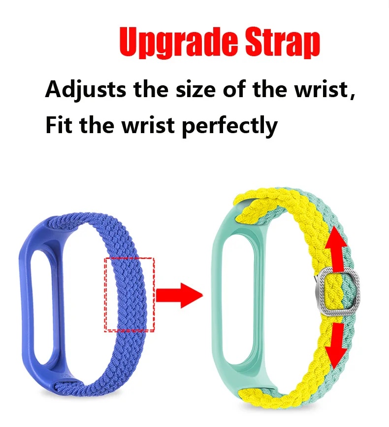 Bracelet for Mi band 6 7 Strap Elastic adjustable Nylon Braided solo loop miband 4 5 correa for xiaomi Mi band 7 6 5 4 3 strap