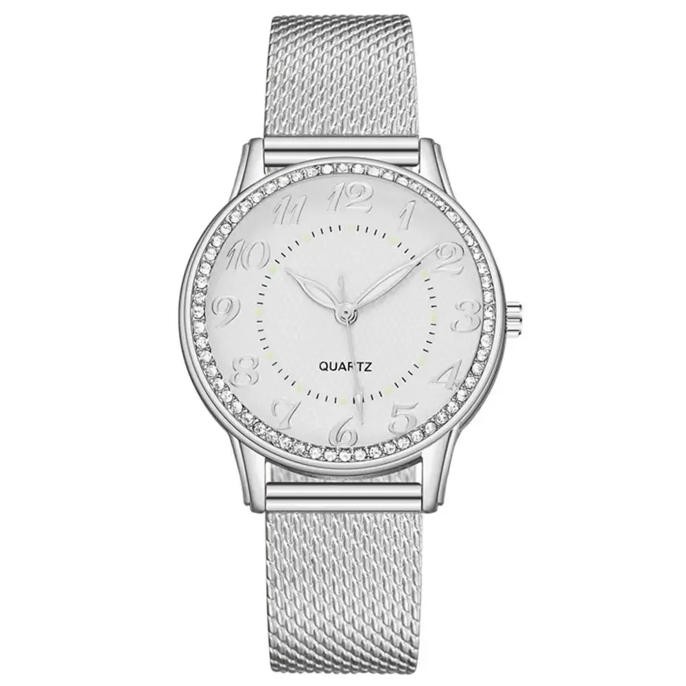 Relojes de Mujer 2024, pulsera de malla de lujo, cristal con incrustaciones de oro rosa, moda, nuevo Часы Ж Dönе Reloj de Mujer Relógio Часы Жletiе