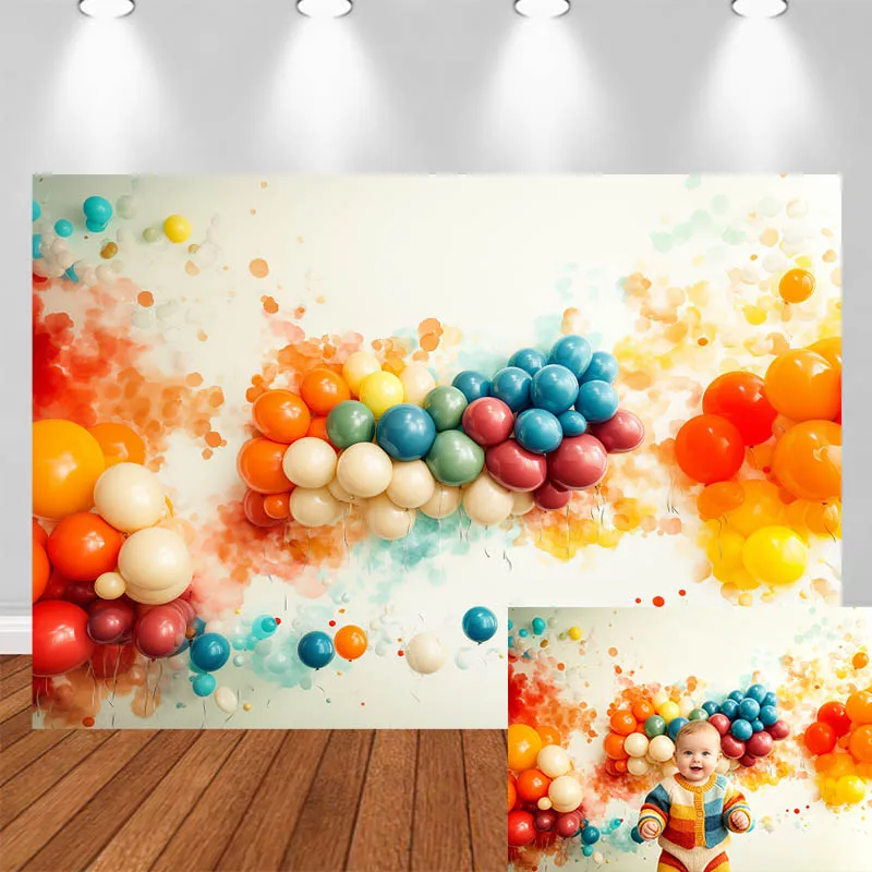 LS Photography Background Graffiti Colorful Balloon Decor Birthday Baby Shower Cake Smash Adults Kids Portrait Photo Backdrop