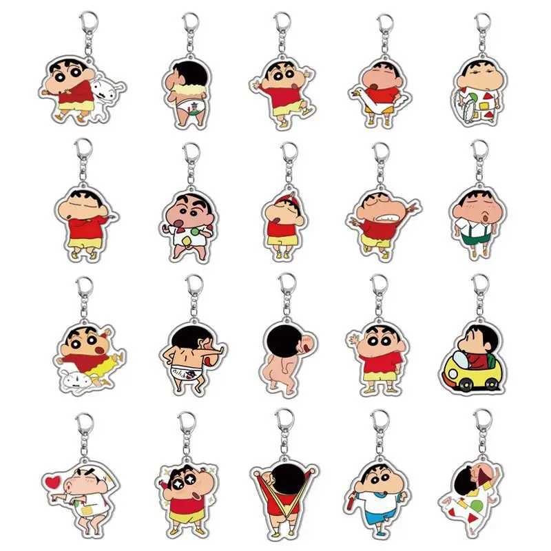 Crayon Shinchan Acrylic Doublesided Keychain Cartoon Pattern Pendant Jewelry Animation Related Products Friends Funny Key Chain