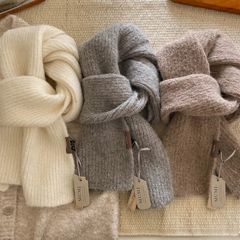 Fashionable Soft Knitted Women's Scarf Winter Warm Thick Korean Shawl Glutinous Camel Wool Blended Sheep Design