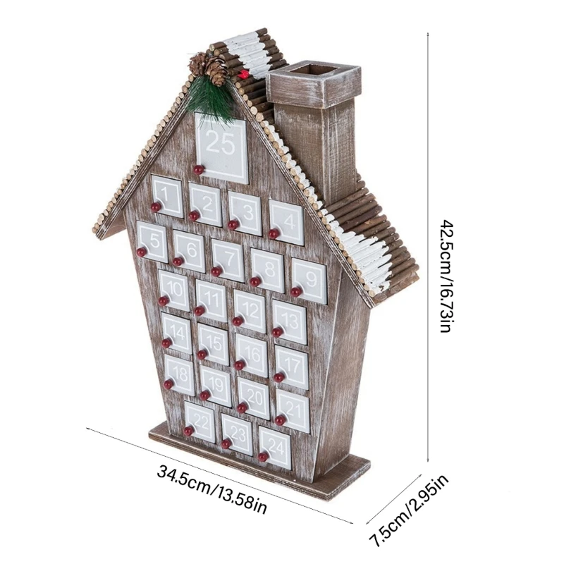 KX4B Gray Houses Advents Calendar with 24 Cards Christmas Countdowns Decoration