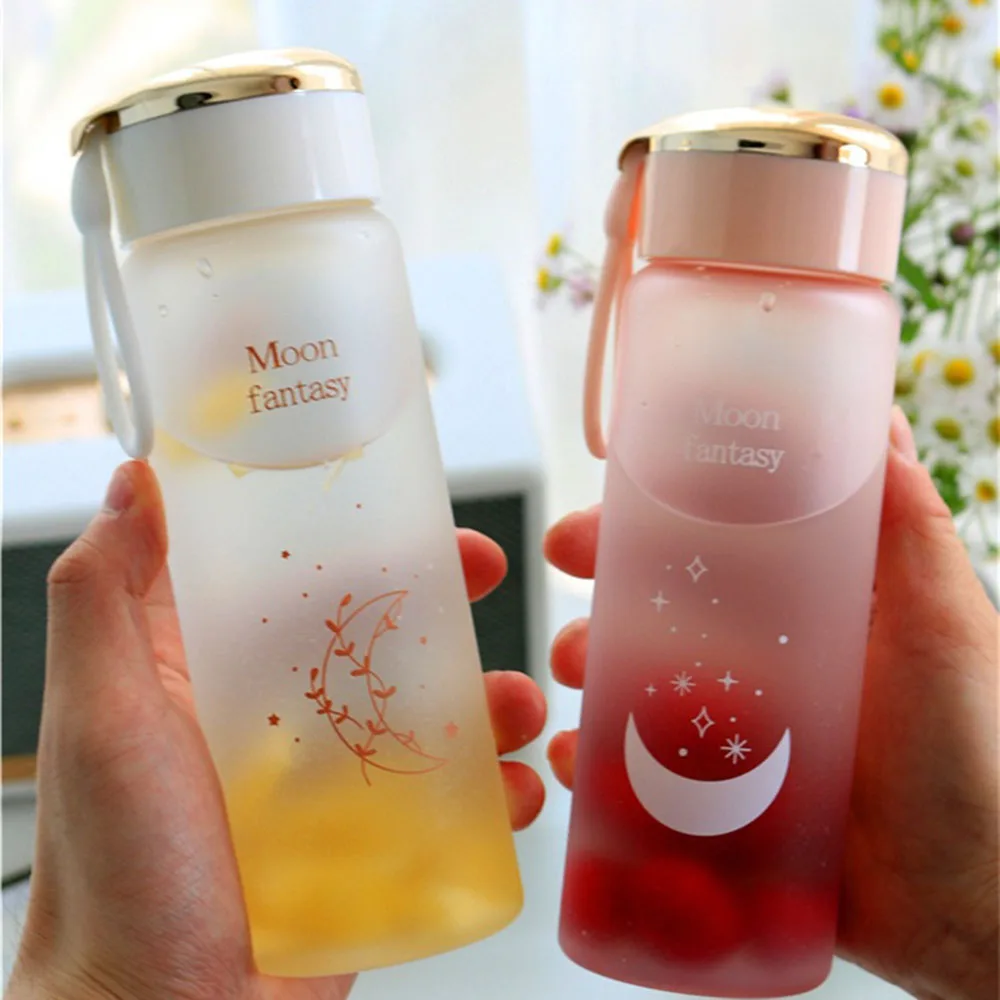 400ml Water Bottle Portable Gradient Color Plastic Water Cup Outdoor Sports Leakproof Drinking Bottle