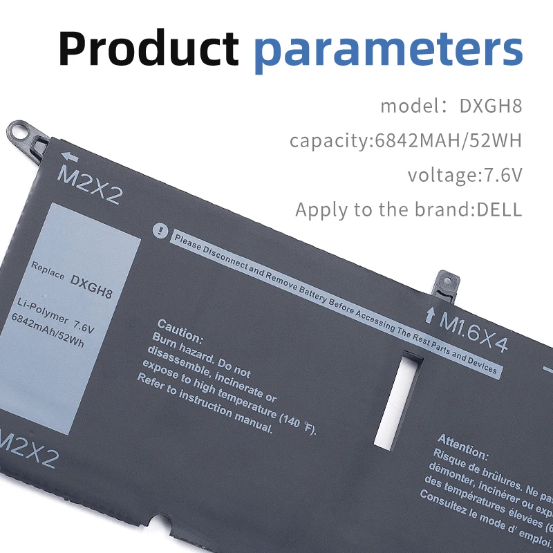 SUOZHAN DXGH8 노트북 배터리, 델 XPS 13 9380 9370 7390, 델 인스피론 7390 7490 G8VCF H754V 0H754V P82G 52WH 용