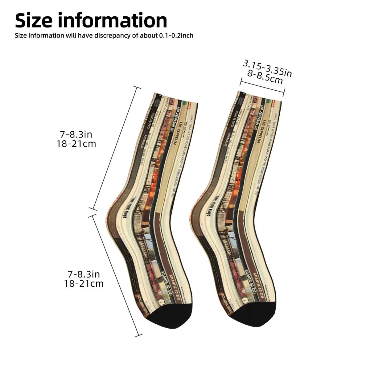 Funny Men's Socks Rock Vinyl Records Retro Street Style Casual Crew Sock Gift Pattern Printed