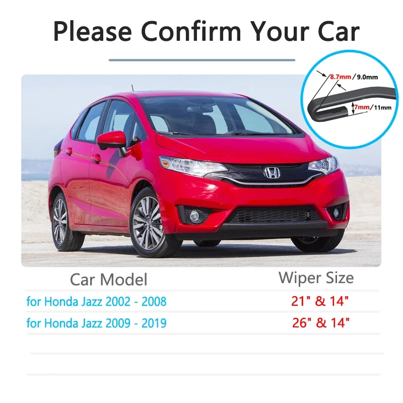 For Honda Fit Jazz Shuttle 2002~2019 GE6~GE9 Gk5 Wiper Blade Car Accessories Stickers Windshield Wipers 2008 2015 2016 2017 2018