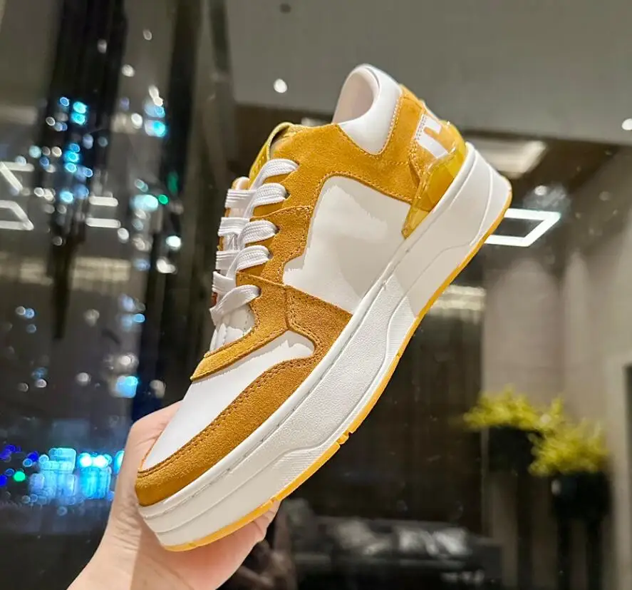 Luxury Designer Mixed Color Small White Shoes Round Toe Genuine Leather Lace Up Casual Shoe Thick Sole Fashion New Women Sneaker