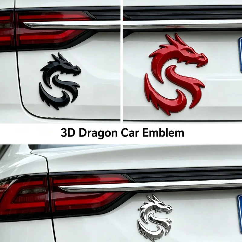 Autocollant 3D en métal Dragon pour voiture, 1 pièce, autocollant imperméable et résistant au soleil pour coffre latéral de voiture, accessoires de décoration extérieure de voiture DIY