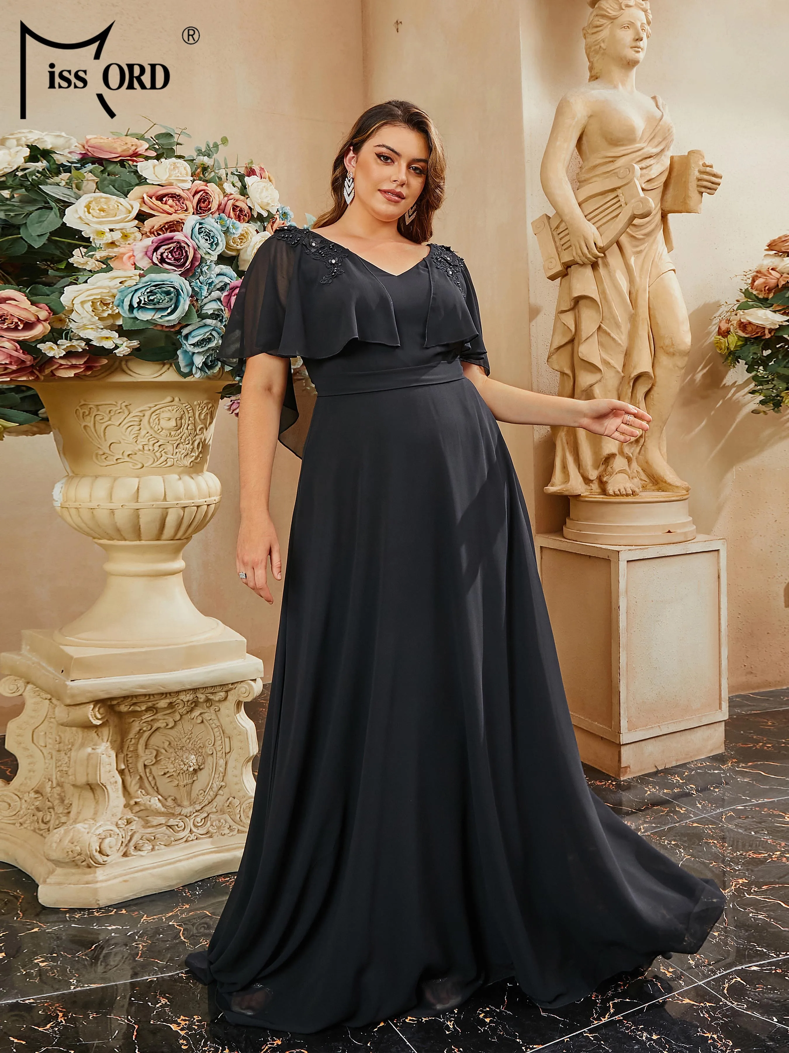 Missord Plus Size Elegant Party Dresses For Women 2023 V-Neck A-Line Prom Formal Occasion Dresses