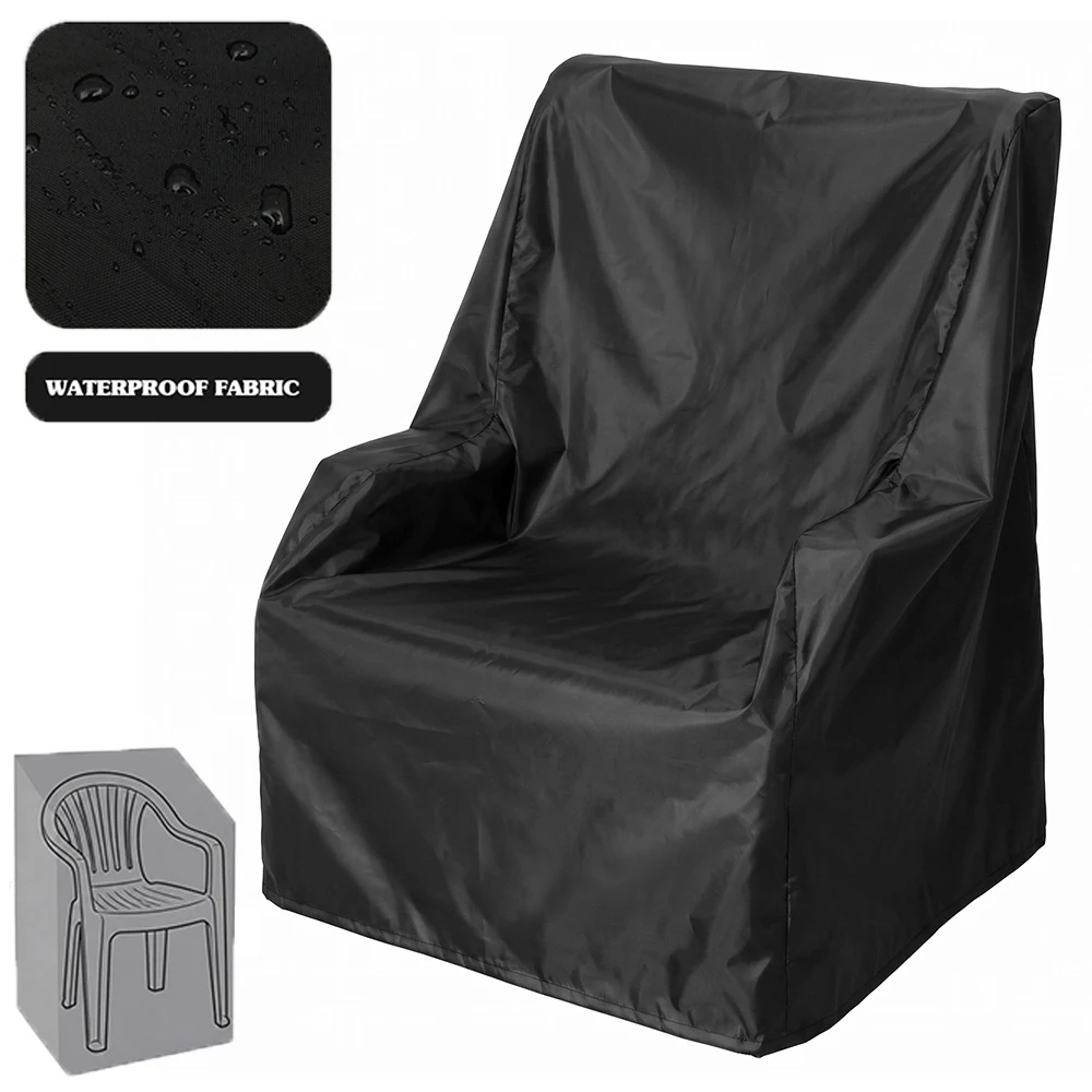 Garden Chair Cover Waterproof Sun Resistant Outdoor Furniture Protector with Drawstring Stacked Chair Dust Cover Chair Organizer