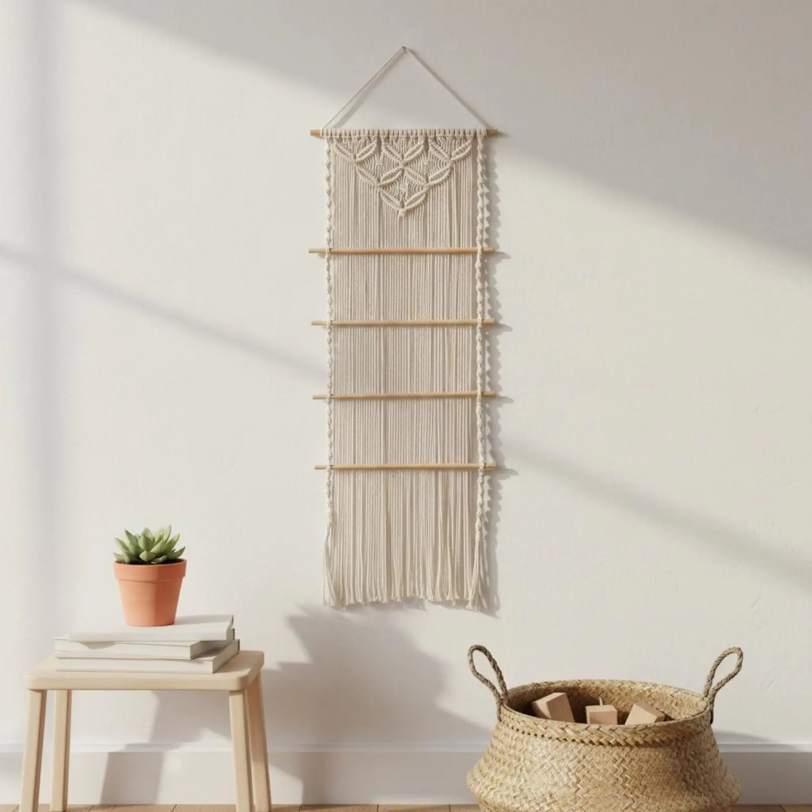 

Macrame Hair Clip Holder Handmade Boho Wall Tapestry Organizer Woven Headband Hanger Bohemian Design Home Decor Space Saving