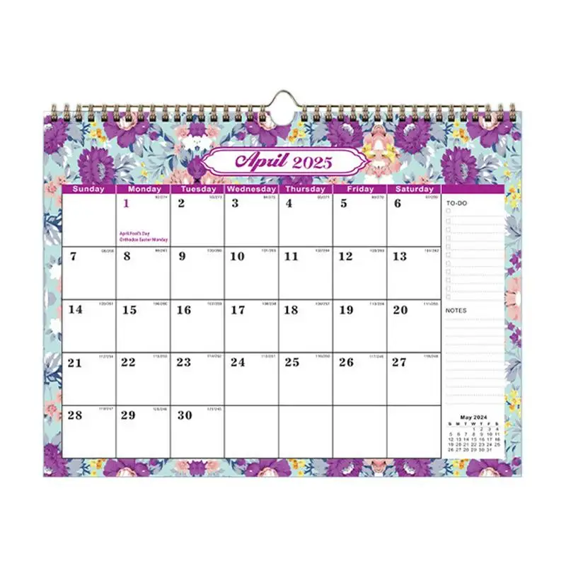 English Wall Calendar Flower English Wall Calendar 18-Month Dangling Calendars With International Holidays For Home School