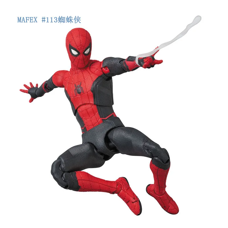 15cm mafex 113 Spiderman ของเล่นคุณภาพสูงอุปกรณ์เสริมสำหรับตุ๊กตาขยับแขนขาได้สไปเดอร์แมนเคลื่อนย้ายได้ตุ๊กตาของขวัญสำหรับสะสม