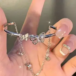 Korean Exquisite Butterfly Chain Bracelet Shiny Zirconia Flower Star Moon Pendant Adjustable Bracelets Women Elegant Jewelry