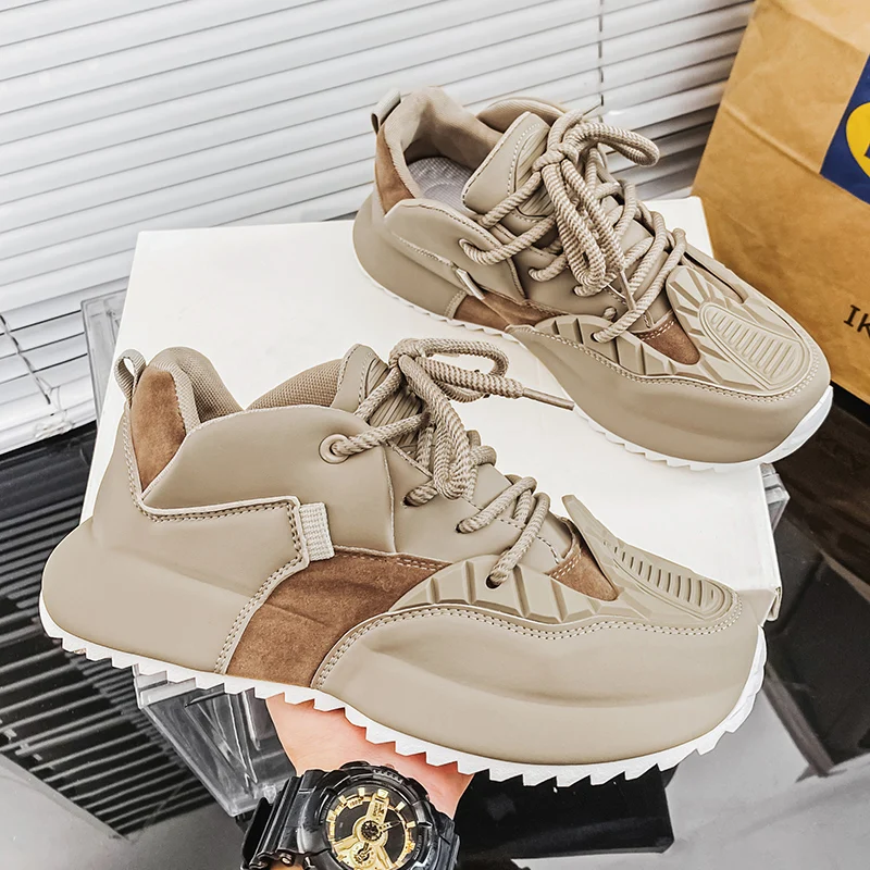 Male Sneakers Fashion Skateboard Shoes for Men Non-slip Sports Athletic Man Autumn Running Outdoor Comfort Leather Cheap Leather