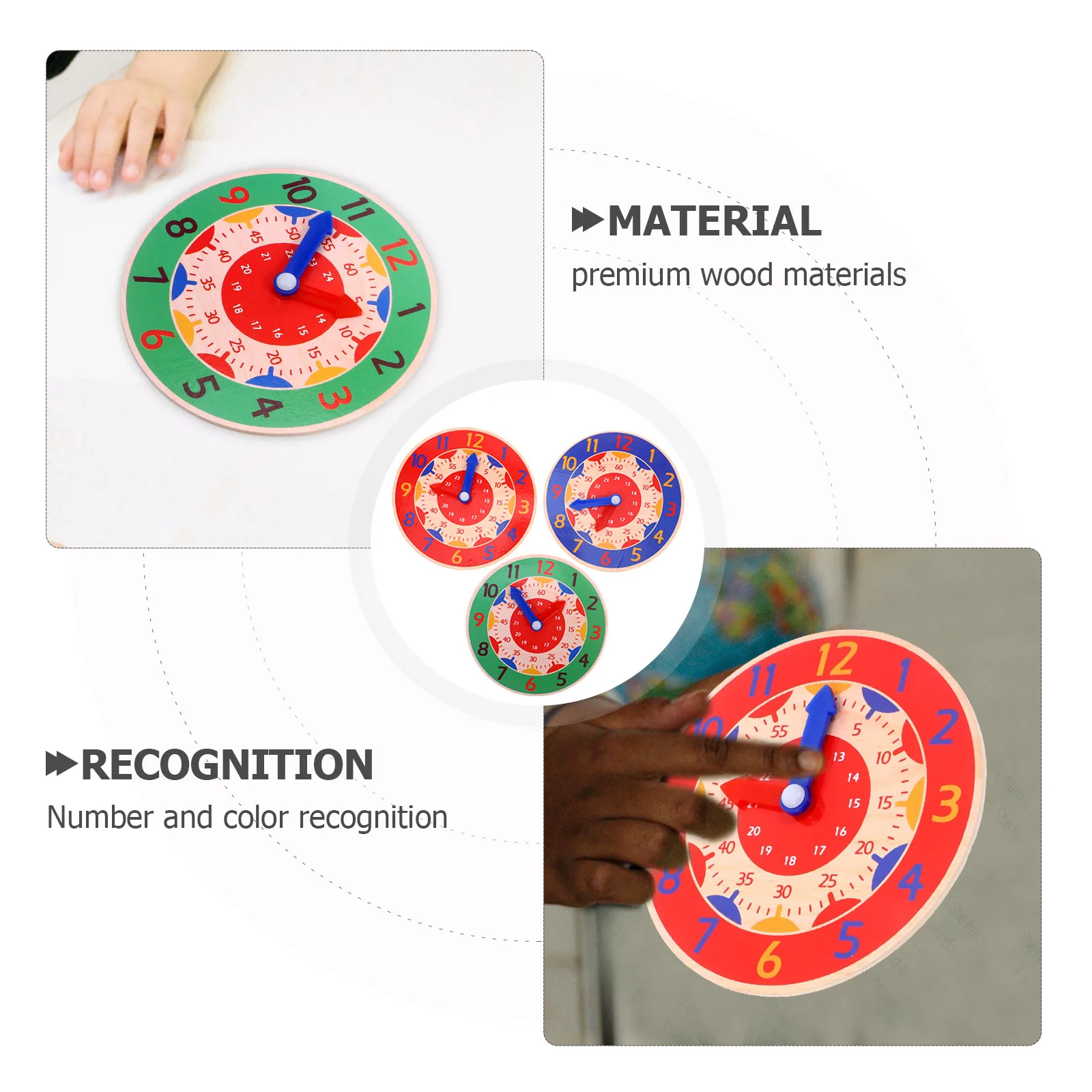 

3 Pcs Kids Learning Toy Time Cognition Clock Toy for Children Educational Aid Small Clock Tools Puzzle