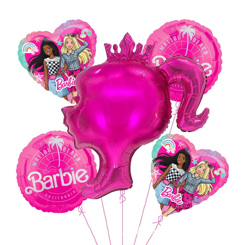 Barbie Balloon Set decorazione per feste di buon compleanno per bambini Cute Cartoon Pink Girls tacchi alti auto sportive palloncini giocattoli per