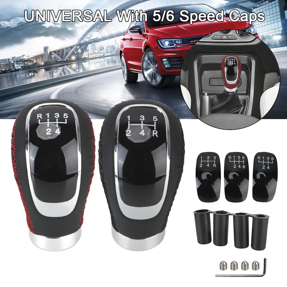 Austauschbare Kappe Abdeckung Schaltknauf Schaltgetriebe Auto Ersatz mit Schaltknauf 5/6 Geschwindigkeit Schalthebel Auto PU Leder