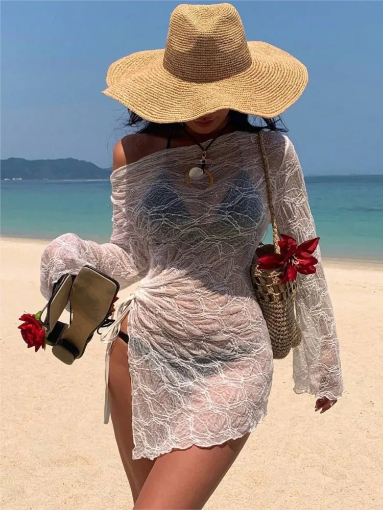 النساء ملابس السباحة فضفاض تونك القمم بيكيني الاخفاء فستان السباحة الصيف شاطئ الاستحمام تي شيرت المرأة بلوزة قطن بحر #6