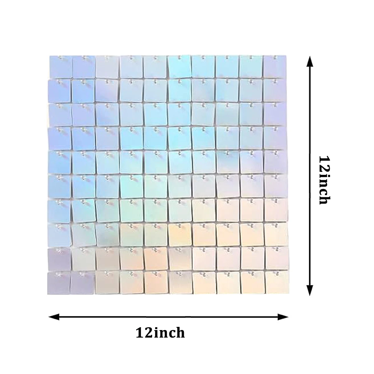 12PCS/Set Iridescent Silver Shimmer Wall Backdrop,12inch Square Sequin Panels for Birthday Wedding Baby Shower Party