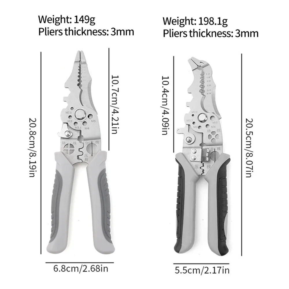 Descascador de fio multifuncional para eletricista, para reparo de fio de cabo, descascamento, crimpagem, corte, alicate de descascamento de fio, ferramentas