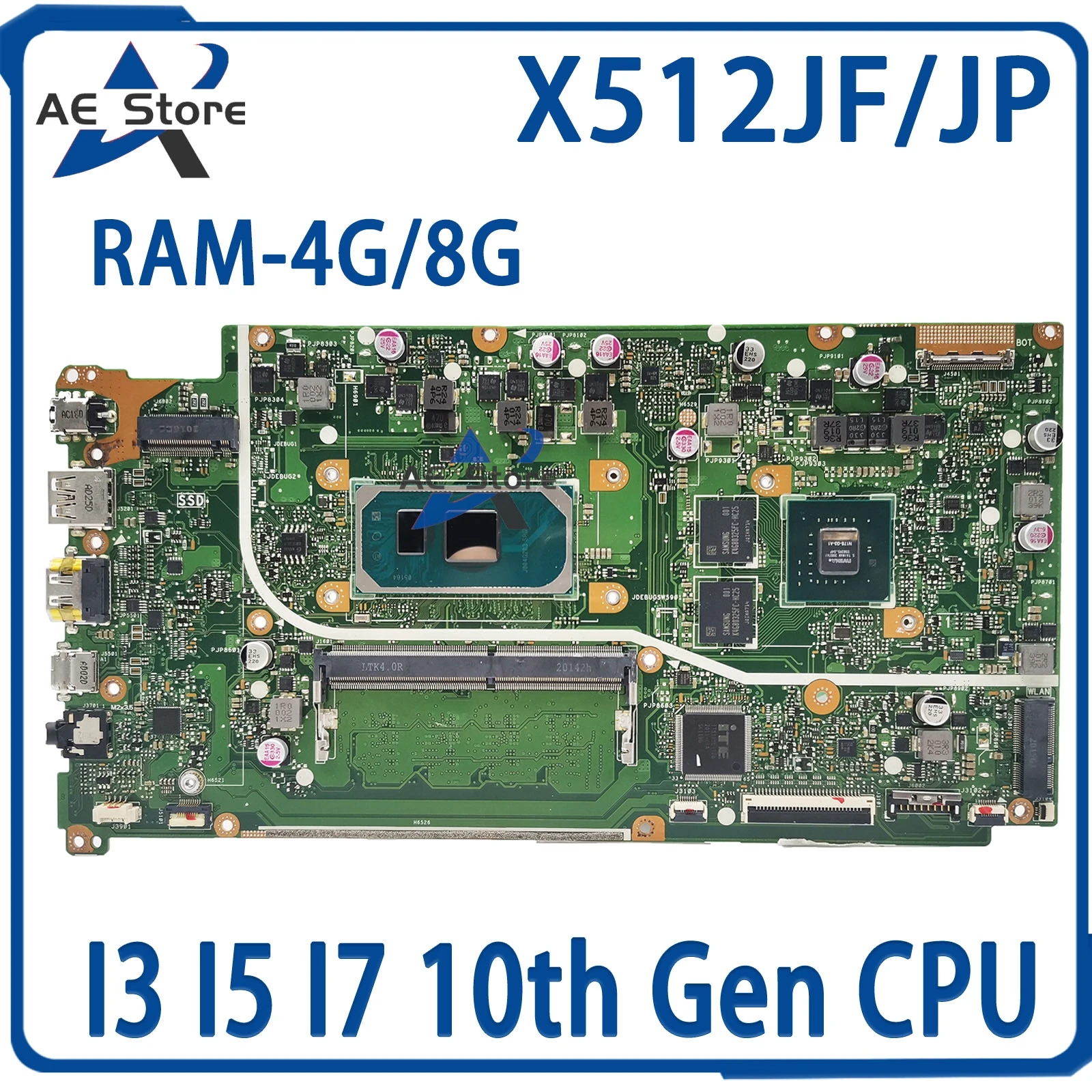 

X512JP Mainboard For ASUS X512JF V5000JP X512J V5000J S512J A512J F512J K512J V512J Laptop Motherboard i3 i5 i7 RAM-4GB/8GB V2G