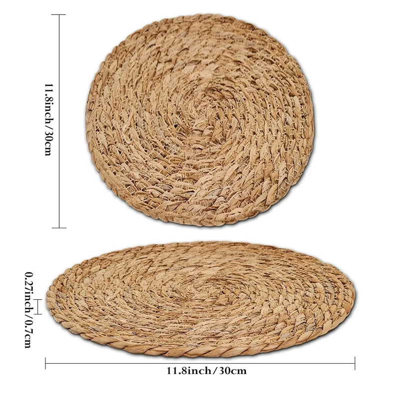 1pcs  Home Hand-woven Placemat Japanese Pastoral Tea Cup Heat Insulation Pad Dining Table Tea Table Straw Round Bowl Pad