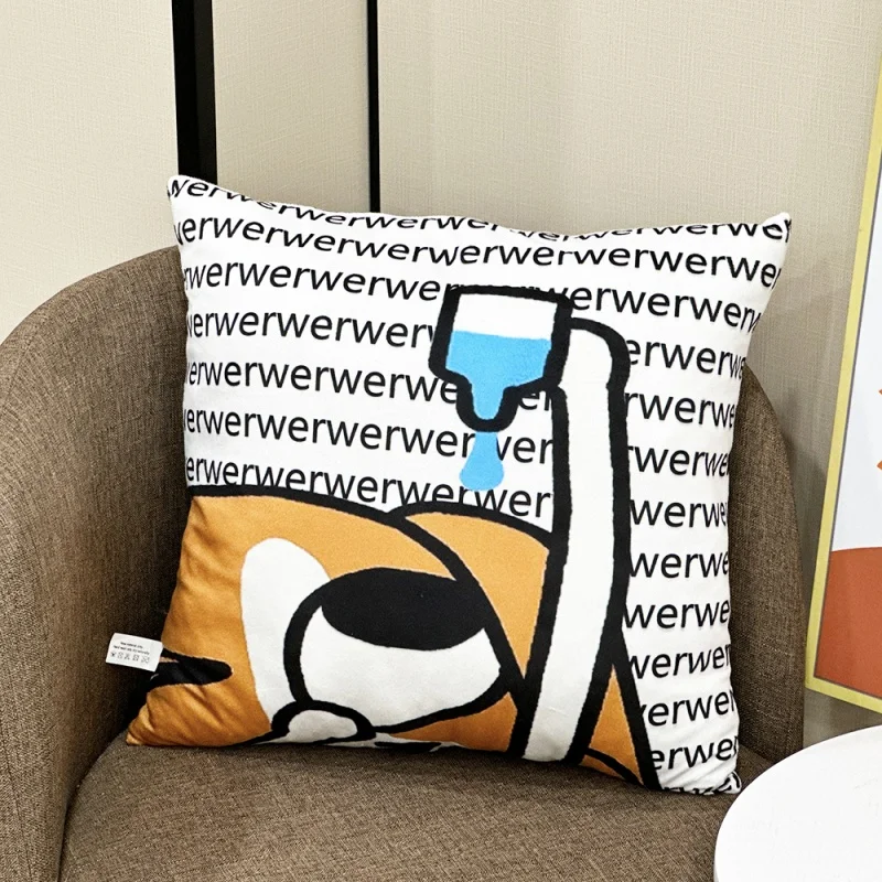 Забавная двусторонняя подушка в стиле мем, меняющий настроение, дизайн, собаки бигля, подушка для смайликов, животное, собака, хлопок, чехол для диванной подушки, домашний D