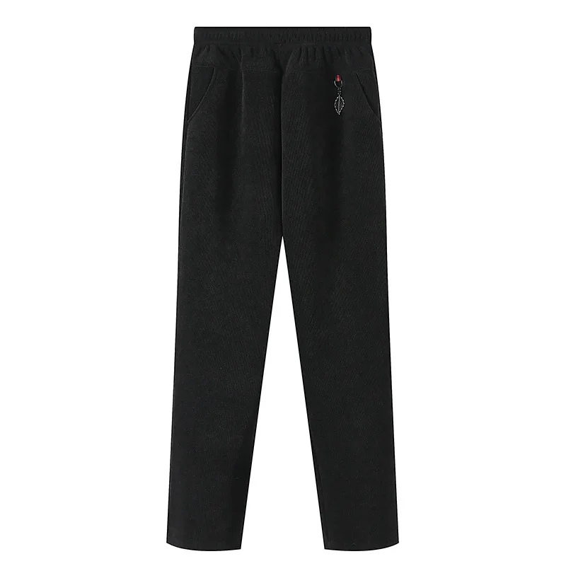 ผู้หญิง Corduroy กางเกงฤดูใบไม้ร่วงใหม่ Elastic High เอว Casual กางเกงฤดูหนาว Plush WARM ตรงกางเกงหญิงวัยกลางคนกางเกง
