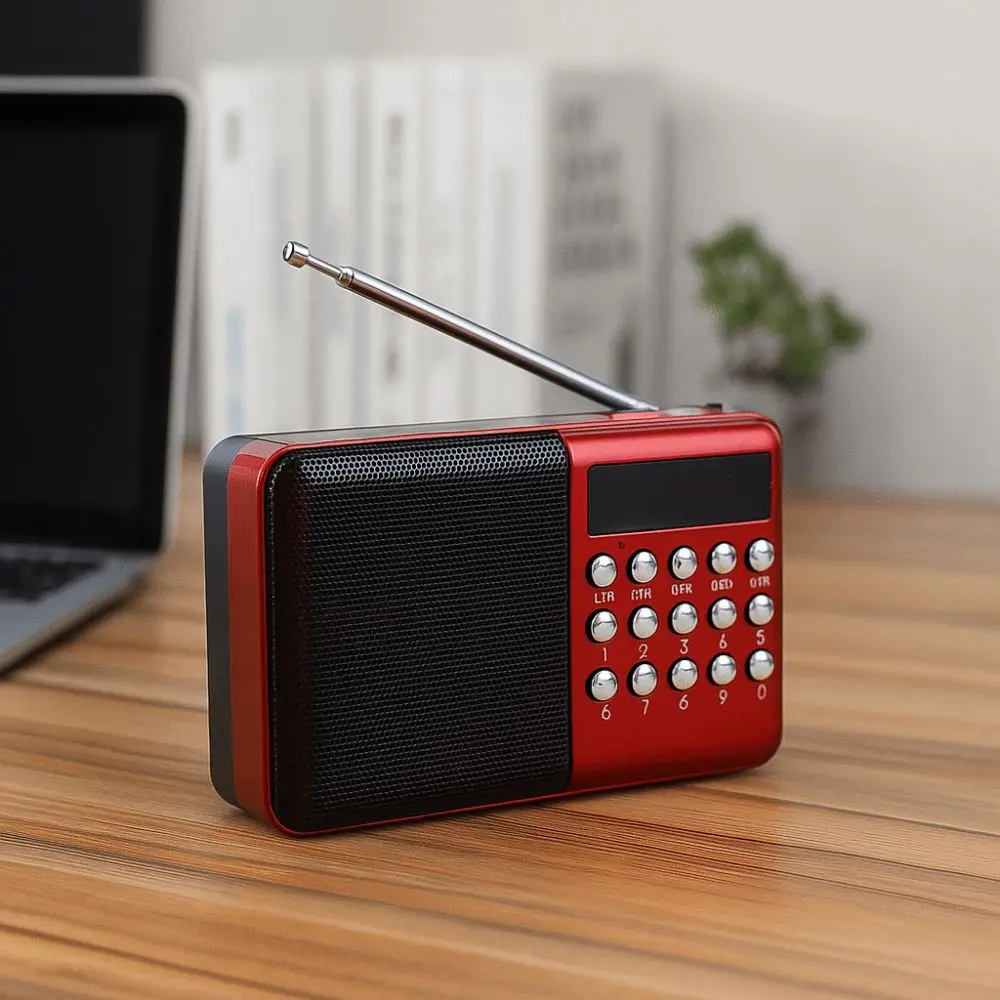 

Rechargeable Radio Speaker USB Port MicroSD Card Slot Music Player Compact Design LED Digital Display MP3 Radio Portable Use