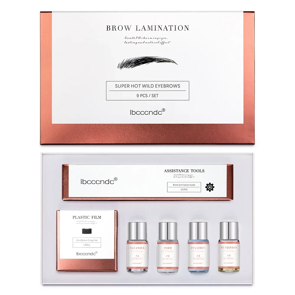 Kit de laminación de cejas Pro Brow Lift Perming con película adhesiva, loción permanente de queratina nutritiva para uso doméstico