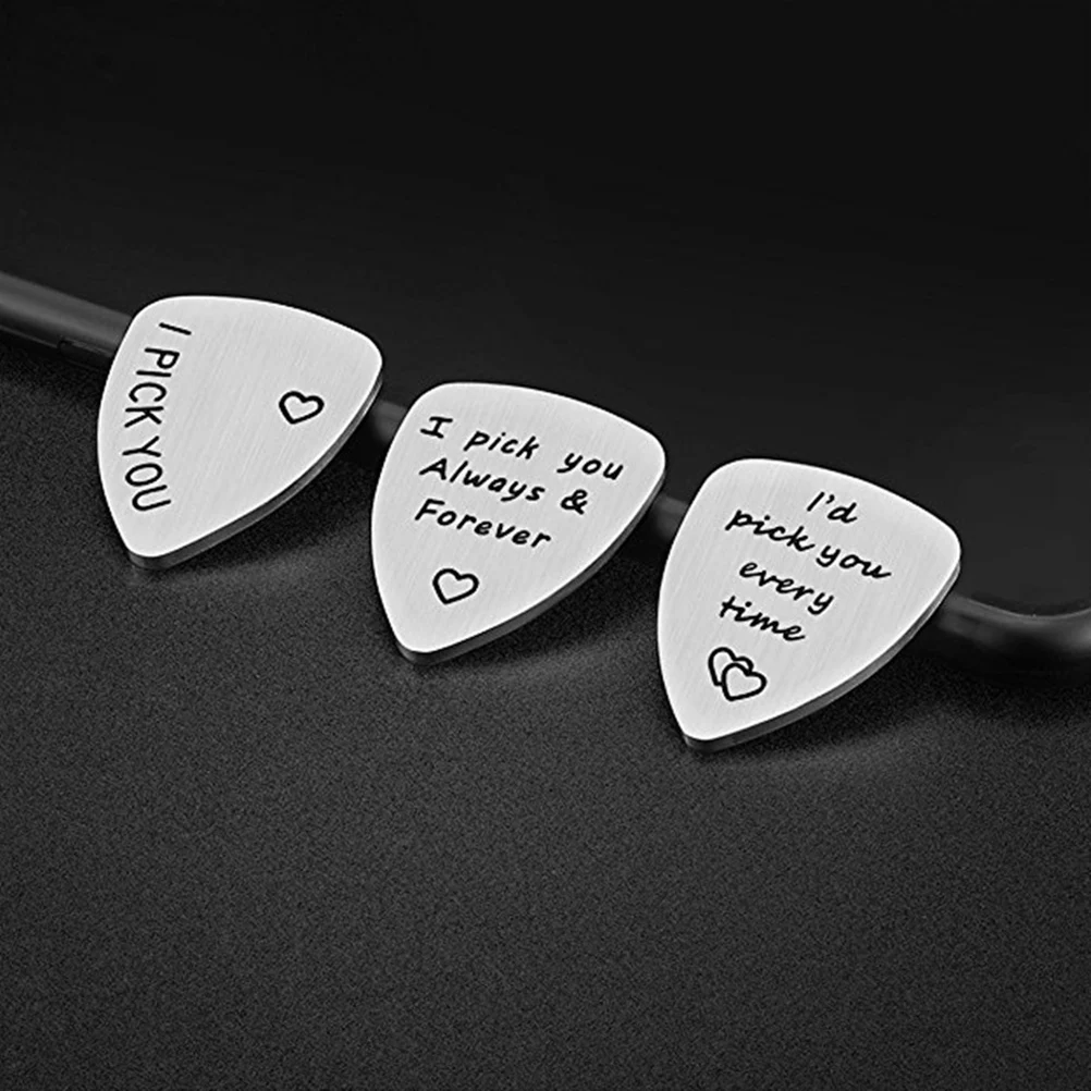

3pcs Guitar Picks Thin Shrapnel Engrave Plectrums Acoustic Stainless Steel Lightweight Durable Professional Collection