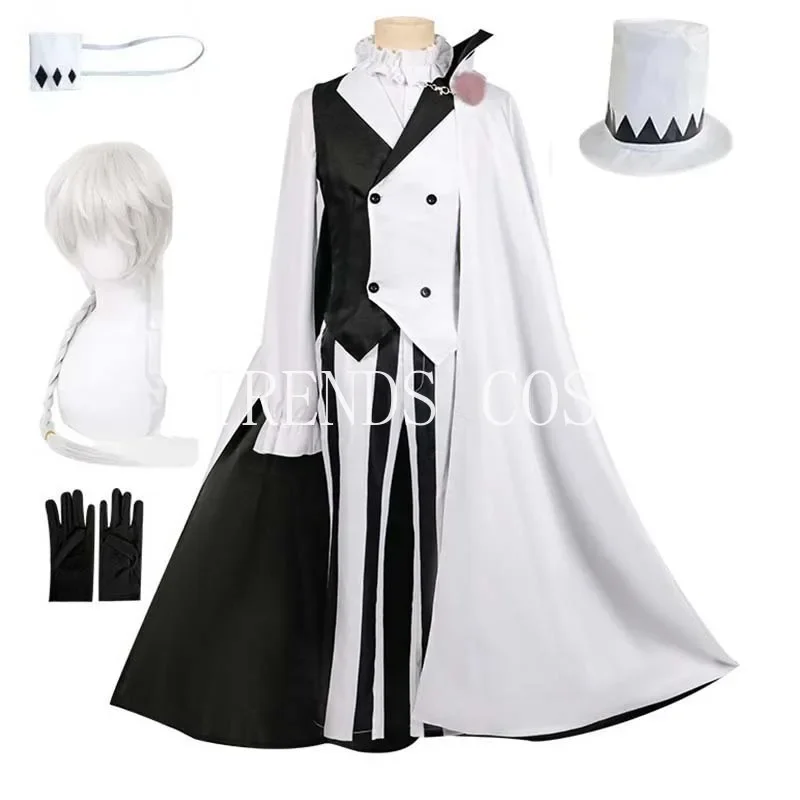 Nikolai Gogol Cosplay Costume Hat Wig Nikorai Cloak Big Size Nikolai Gogol Full Set Include Overcoat Hat Eye Patch