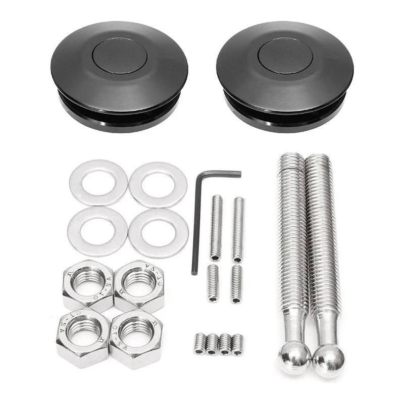 A96E-Universal Aluminum Alloy 62Mm Diameter Quick Release Latches 2-Pack Push Button Hood Pin Lock Clip Kit For Auto Cars