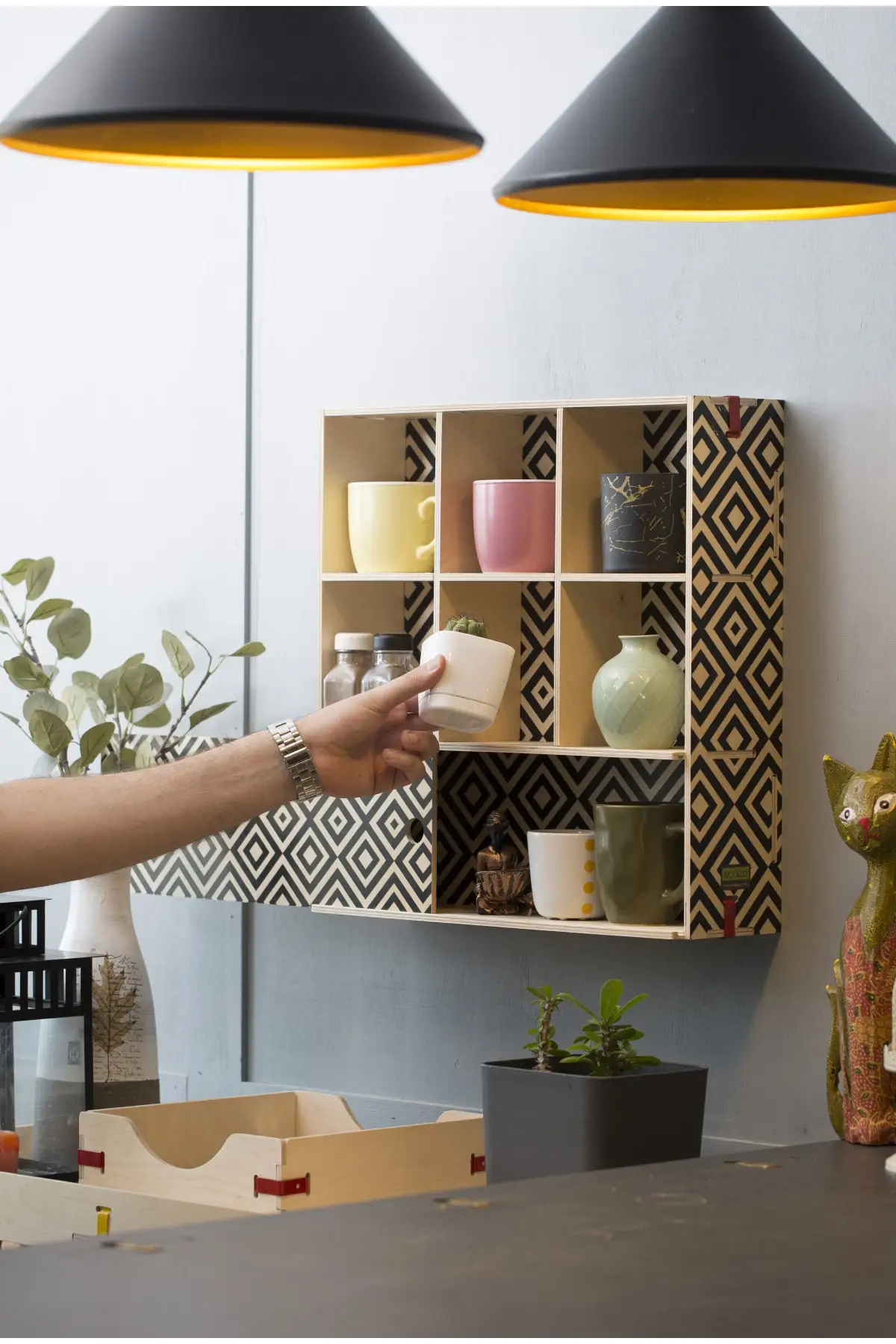 Zwart Hout Wandplank X Model Plaıd Keuken Rack Opbergdoos Badkamer Rack Kind Kamer Rack