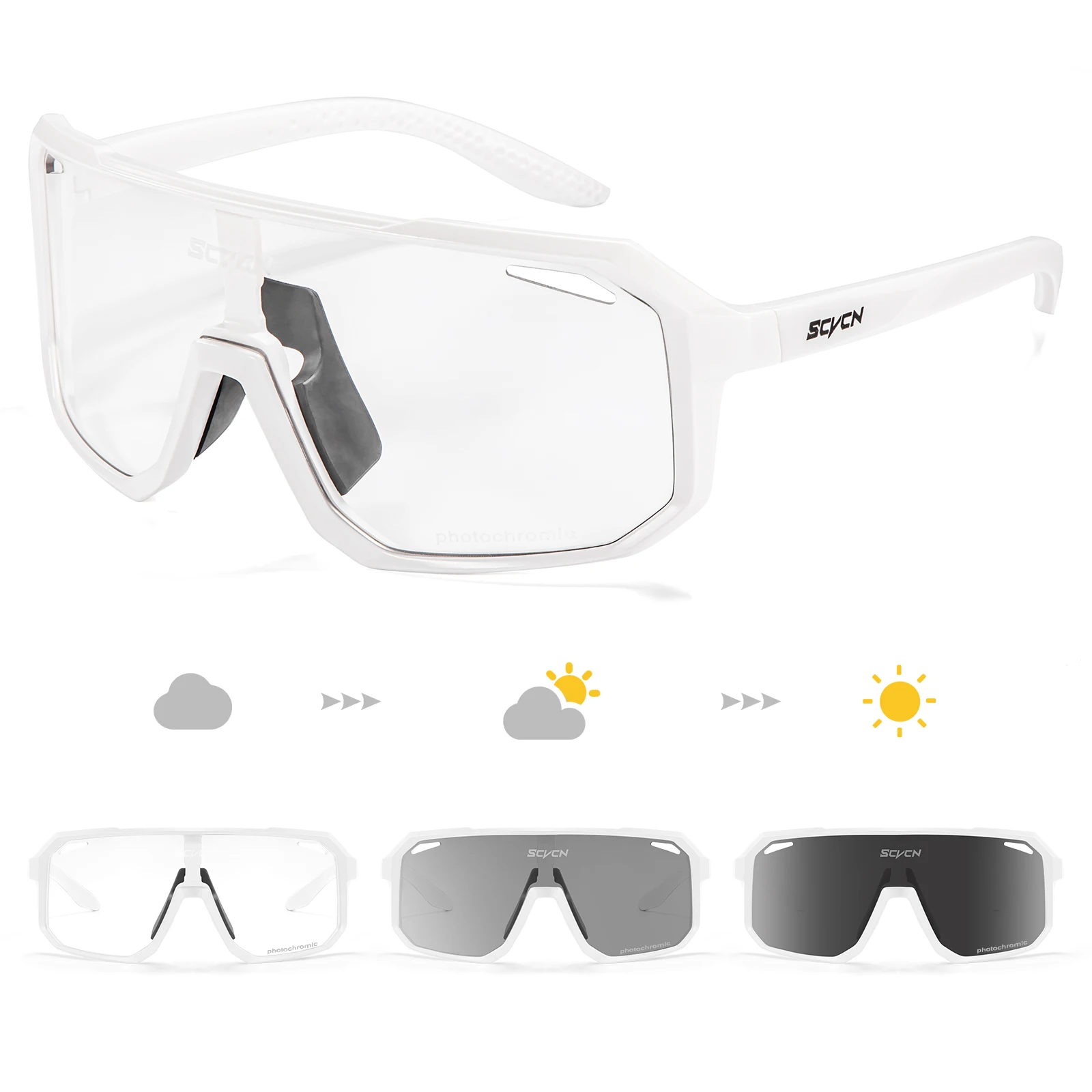 SCVCN Cycl Brille Photochrome Radfahren Sonnenbrille Männer UV400 Brillen Sport MTB Outdoor Brille Fahrrad Brille Frauen Sonnenbrille