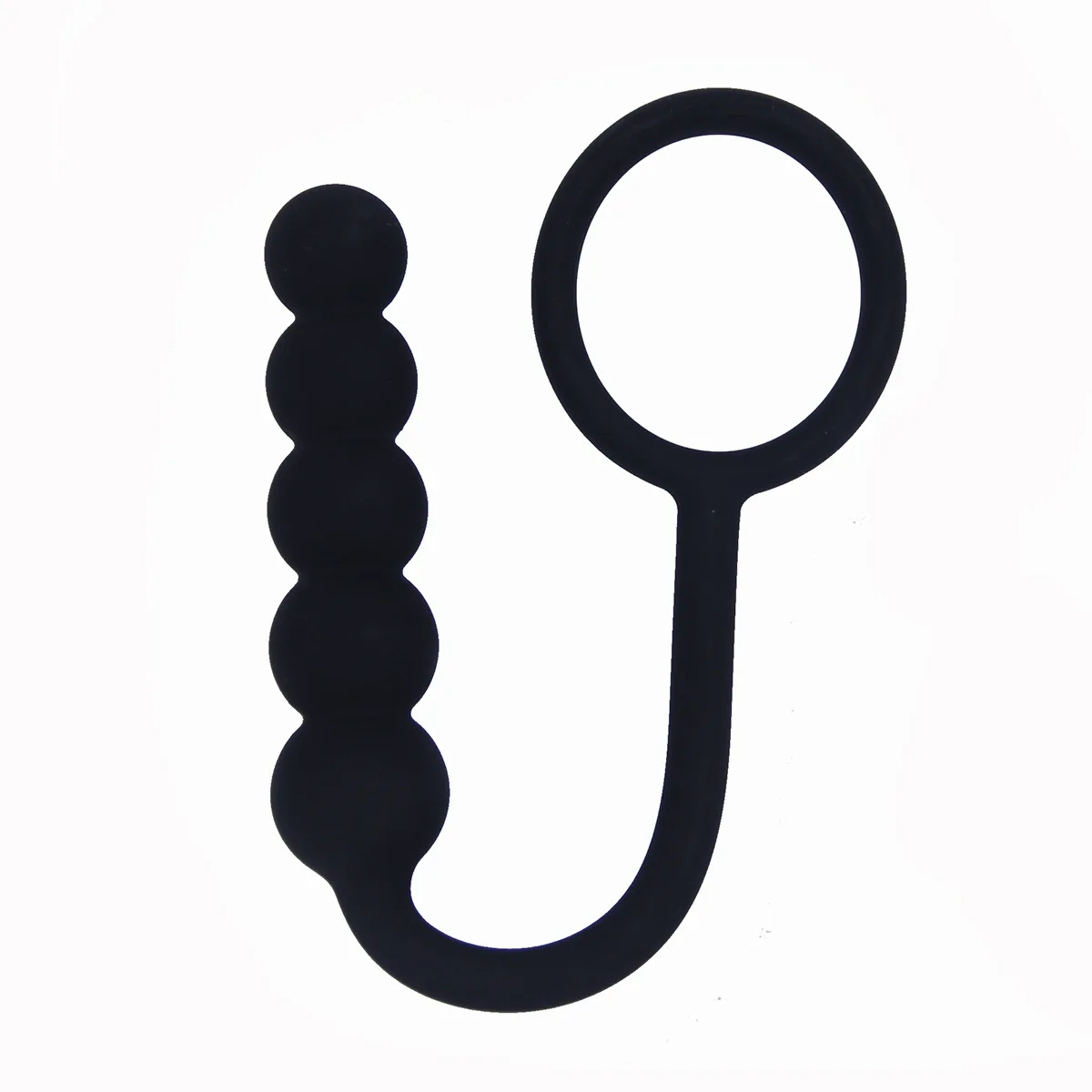U-Shaped Silicone Anal Beads 5-Bead Tiered Design Anal Plug With Large Finger Loop For Easy Retrieval Pro Sex Toy For Men