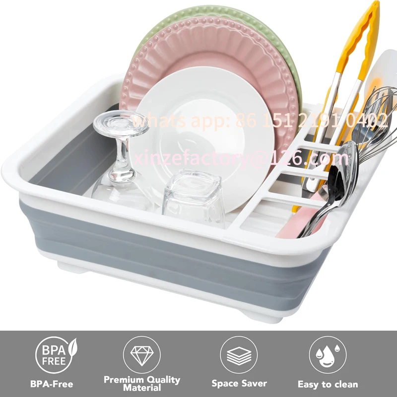 

Customizable Kitchen Foldable Dish Rack Storage Holder Drainer Bowl Tableware Plate Portable Drying Rack Home Dinnerware Dish R