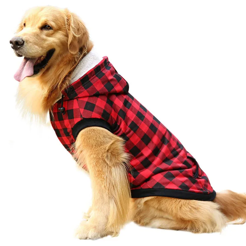 Fall Winter Warm Plaid 2-Leg Dog Sweater for Medium Large Dogs, Pet Clothes for Labrador Samoyed
