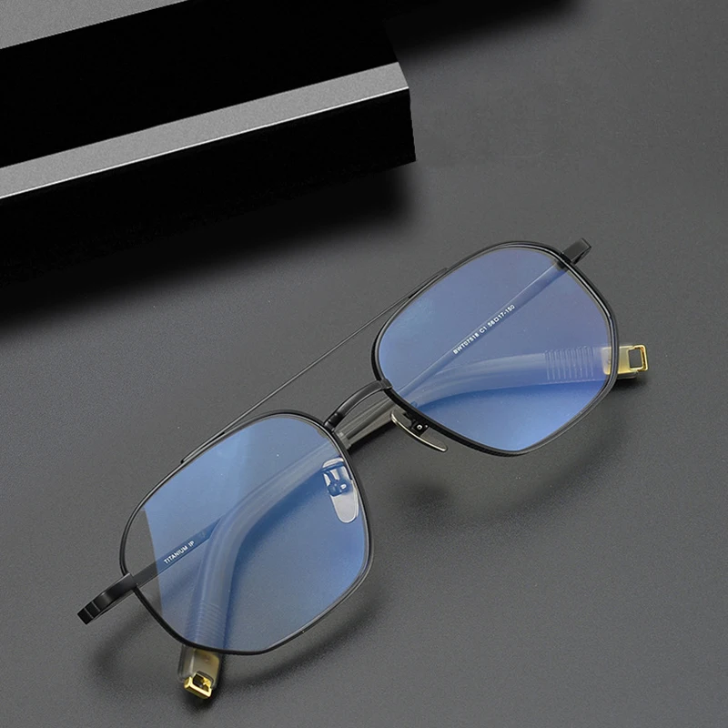 Luxury Brand Fashion Double Bridge Titanium Glasses Frame Men Women Myopia Optical Prescription Eyeglasses Frame Retro Eyewear