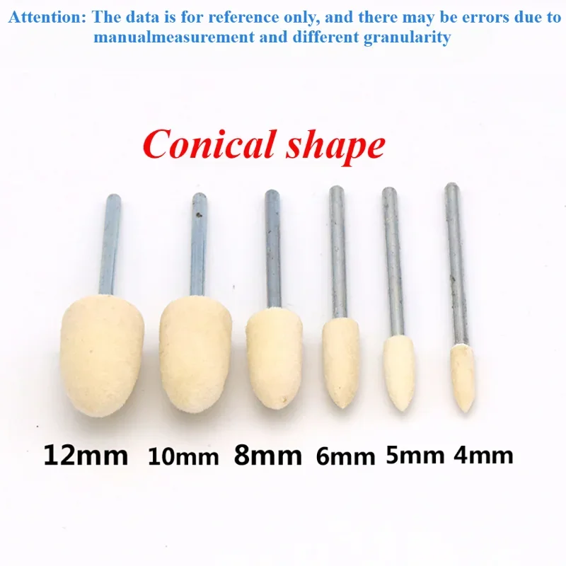 6PCS O.D 3-12mm Wool Felt Polishing Wheel Grinding Head Suitable for  Drill Bit Rotation Tool 2.35mm  Handle