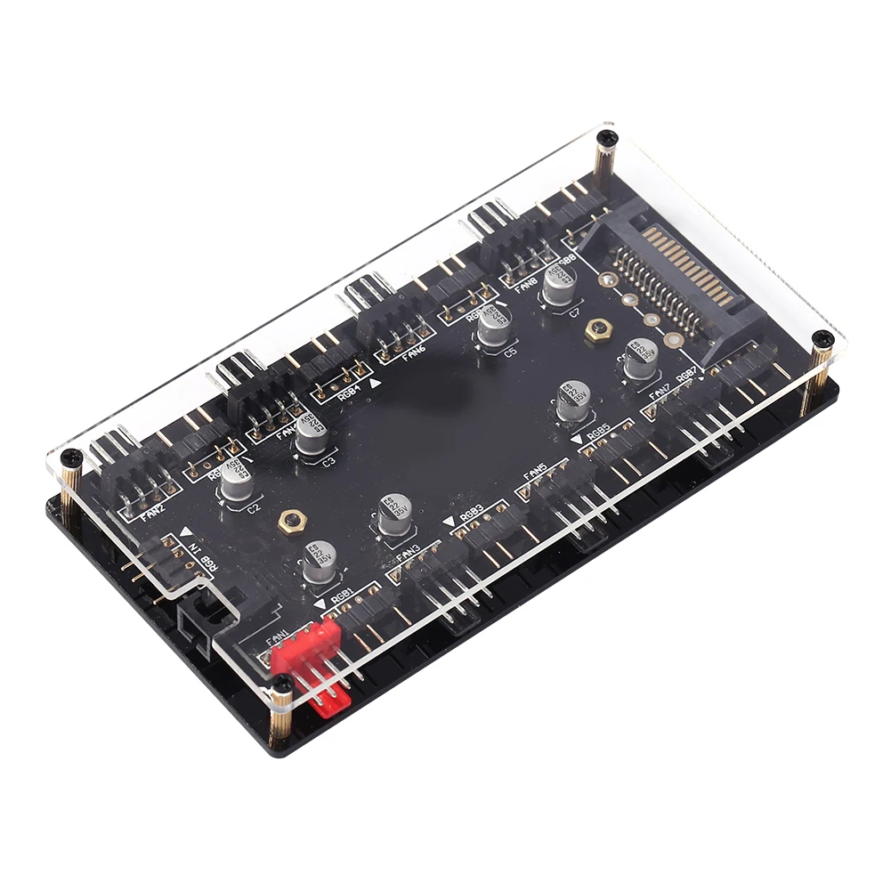 12 فولت 4Pin/5 فولت 3PIN برودة مروحة محور الفاصل اللوحة مزامنة ARGB/RGB PWM مروحة محور الكمبيوتر سرعة تحكم محول حالة مروحة مهايئ توزيع