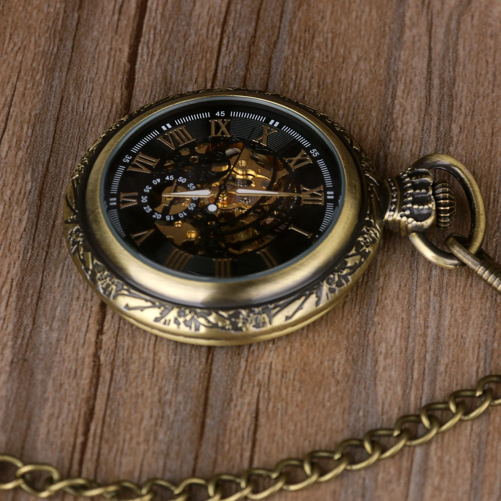 Orologio da tasca meccanico a carica manuale vintage antico di lusso con numeri romani, ciondolo a catena Steampunk, regalo Reloj Bolsillo digitale