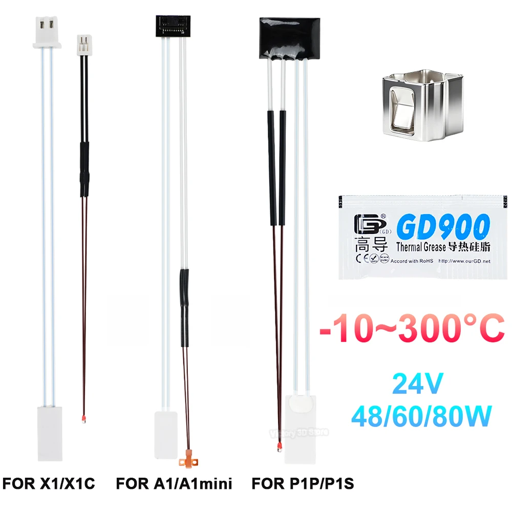 Für Bambulab X1 P1S Thermistor Bambu Lab A1 A1mini Heizung 24V 48/60/80W Keramik-Heizung Temperatursensor 350 ℃   3D-Drucker-Teile