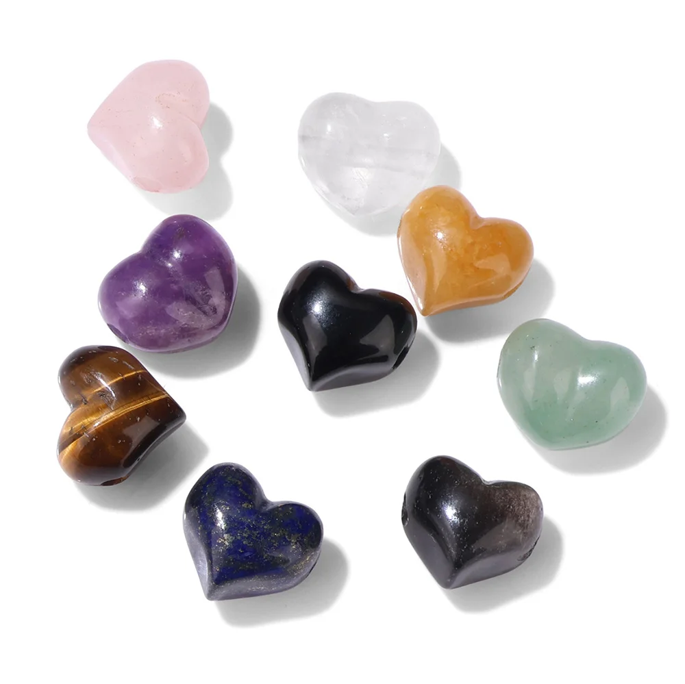 1pc Small 12x14mm Natural Stone Heart Shape Polishing Crystals Minerals Reiki Yoga Energy Healing Pendant