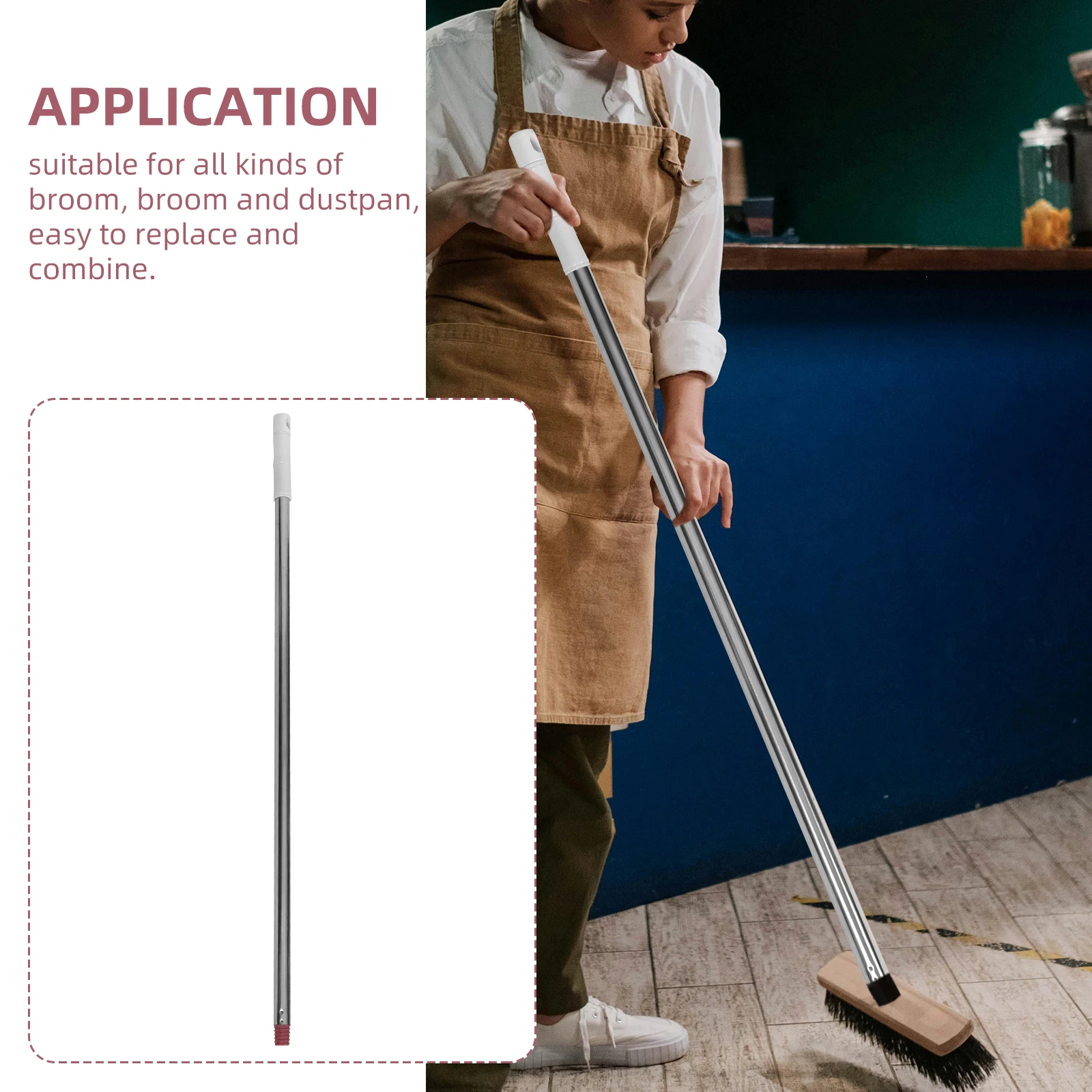 

Broom Handle Replacement Stainless Steel Plastic Extendable Rod Multi Functional Sweep Mop Pole For Floor Cleaning