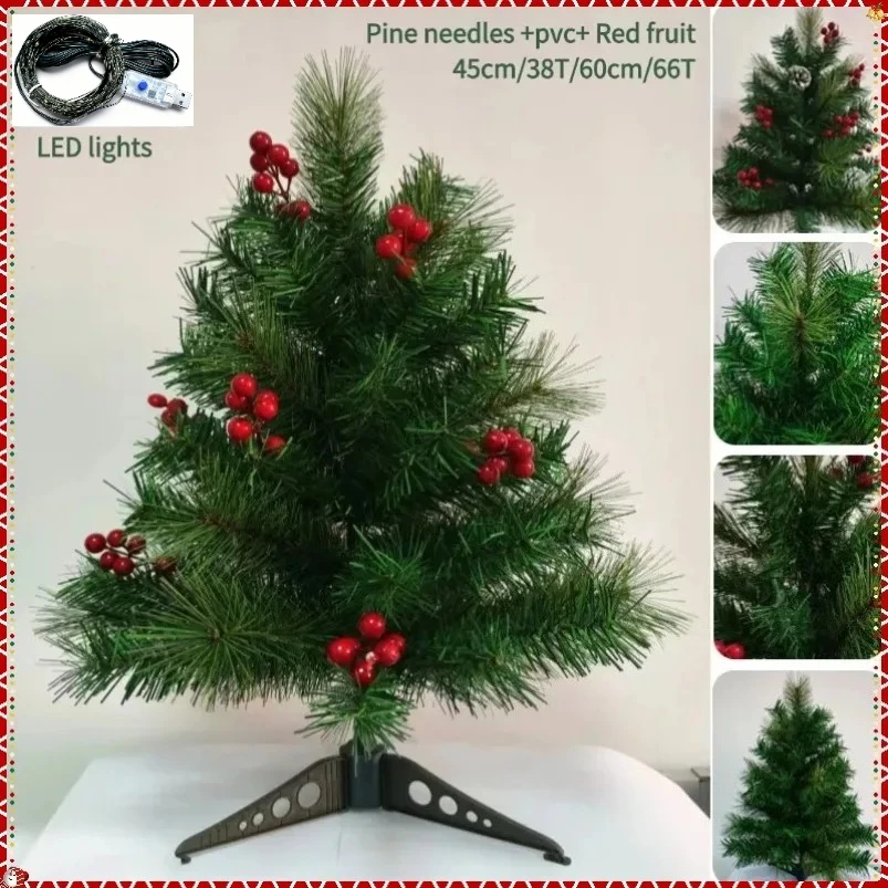 

Small Christmas Tree Pine Needles+PVC Tabletop Small Artificial Christmas Tree 45cm/60cm Christmas Gifts Family Party Decoration